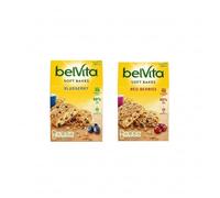 Belvita Berry Soft Bakes Bundle, Includes Blueberry & Red Berries Filled Soft Breakfast Biscuits, Cereal Snack Bars Multipack 10 x 50 g
