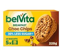 BelVita Breakfast Biscuits Choc Chips, 30% Less Sugars, Wholegrain & High in Fibre, (5 x 45 g) (Pack of 10) Total 200 Biscuits