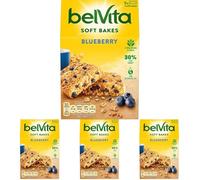 Belvita Breakfast Biscuits Soft Bakes Filled with Blueberry, Soft Biscuits with Blueberry Filling with 5 Wholegrains & Fibres, 250 g (Pack of 4)