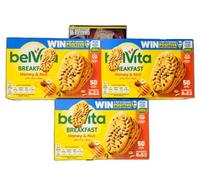 Belvita Choc Chip Breakfast Biscuits, Chocolate Chips with Honey & Nut - 225g Pack of 3 | Whole Grain Cereal Biscuits for Energy | With Kitchenfella 14-Day Healthy Eating Challenge Postcard