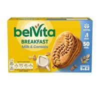 Belvita Milk & Cereal Biscuit Snack Bars, Breakfast Biscuits, Nutritious and Made With 5 Wholegrains, Multipack 125 g (5 x 45 g)