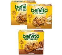 belVita Soft Baked Breakfast Bars Variety Pack, Banana Bread and Oats & Chocolate, Christmas Stocking Stuffers, 3 Boxes of 5 Packs (1 Biscuit Per Pack)