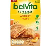 Belvita Soft Bakes Breakfast Biscuits Filled With Apricot, Soft Bars With Apricot Filling, Multipack of 5 x 50 g Biscuits (Pack of 1)