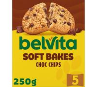 Belvita Soft Bakes Chocolate Chip Snack Bars, 250 g (Pack of 1) | Nutritious & Tasty Snack for On-The-Go, High Fibre, Vegetarian Friendly, Made with Quality Ingredients, 5 x 50 g