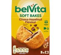 Belvita Soft Bakes Filled Chocolate Hazelnut Biscuits, Cereal Bars With Hazelnut Filling, Multipack of 5 x 50 g Biscuits (Pack of 1)