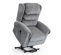 BELVOIR DUAL MOTOR RISE RECLINER CHAIR MOBILITY GREY FABRIC ARMCHAIR
