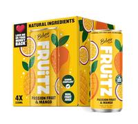 Belvoir Farm FRUiTZ PASSIONFRUIT & MANGO | 100% Natural Ingredients | Real fruit juices | Nothing Artificial | No Added Sugar | No Sweeteners | Suitable for Vegetarians & Vegans | 4x330ml