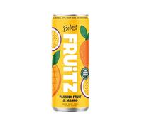 FRUiTZ Mango and Passionfruit Sparkling Soft Drink, 24 x 330ml Cans, 45% Real Fruit Juice, Carbonated Spring Water, Youth Friendly Beverage