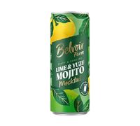 Belvoir Farm - Lime & Yuzu Mojito, Non-Alcoholic, 12x250ml Tins, Crafted with Nature, No Artificial Sweeteners & Preservatives, Suitable for Vegetarians & Vegans