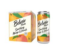 Belvoir Farm - Sparkling Mango & Peach, Delicious and Light, Real Fruit Juice, Low in Calories, Nothing Artificial, Gluten Free, Suitable for Vegetarians & Vegans 4x330ml