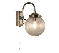 belvue clear globe shade wall light in antique brass