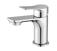 BELZ Basin Mixer Tap, Solid Brass Bathroom Sink Tap with Drip-Free Ceramic Cartridge and G1/2" Hoses, Single Lever Hot & Cold Mixer, Chrome - Size: Height 128mm