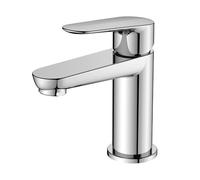 BELZ Basin Mixer Tap, Solid Brass Bathroom Sink Tap with Drip-Free Ceramic Cartridge and G1/2" Hoses, Single Lever Hot & Cold Mixer, Chrome - Size: Height 138mm