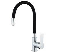 BELZ Flexible Kitchen Sink Mixer Tap Single Lever Black and Chrome Kitchen Tap with Flexible Hose Bendable Sink Taps Flexi Silicone Hose Aerator 360° Swivel