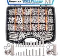 Bemaka 1287PCS Nuts and Bolts Assortment Kit, 21 Sizes Machine Screws Metric & SAE Phillips Pan Head Stainless Steel Bolts, Assorted Bolts, Nuts and Washers Kit with Handheld Box
