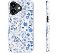 bemal for iPhone 17 Case Cute,Aesthetic Vintage Blue Wildflower Girly Shell,Compatible with Magsafe,Trendy Unique Cool Retro Western Protective Slim Silicone Phone Cover for Women Girls