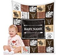 Bemaystar Custom Baby Blanket with Name - Personalised Western Cowboy Design, Custom Name Blanket, Birthday, Anniversary, Baby Shower, Kid/Pet