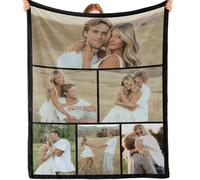 Bemaystar Custom Blanket with 6-Photo - Personalized Photo Blanket for Couples Valentines Day Gifts for Him/Her Personalized Gifts for Women, Men, Friends, Couples, Mom and Dad