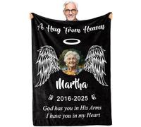 Bemaystar Custom Blanket with Pictures for the Lost, Personalized Memorial Gifts with Portrait for Family Members, Mum, Dad, Sister