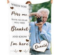 Bemaystar Custom Photo Blanket for the Lost, Personalised Memorial Gifts with Portrait for Family Member, Mum, Dad, Sister