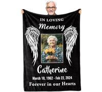 Bemaystar Custom Photo Blanket with Pictures for the Lost, A Hug from Heaven Blanket, Personalized Memorial Gifts with Portrait for Family Members, Mum, Dad, Sister