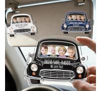 Bemaystar Drive Safe Daddy Car Visor Clip - Customized Car Photo Cute Holder with Babies Face - Personalised 4 Kids Picture Car Visor Picture Frame