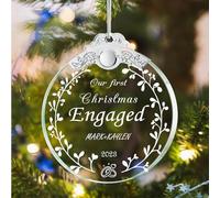 Bemaystar Our First Christmas Engaged Ornaments 2023- Personalized Christmas Ornaments, Engagement Gifts for Couples, Christmas Decoration Gift for Newlyweds Married Couple
