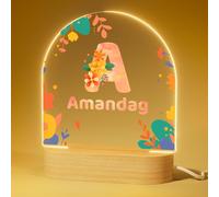 Bemaystar Personalised Baby Gifts with Night Light - Custom Nursery Night Light with Name & Flower-themed Initials, Baby Essentials for Newborn, Customised Lamp Gifts for Boys Girls Kids Bedroom Decor
