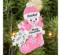 Bemaystar Personalised Baby's First Christmas Bauble 2025 - Customised Name Girl Ornament for Tree, Stocking Stuffers, Xmas Gifts for Grandkids, Newborn
