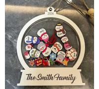 Bemaystar Personalised Bauble - 4D Shakeable Snowman Family Ornaments with Name, Xmas Gifts for Family Couple Friends