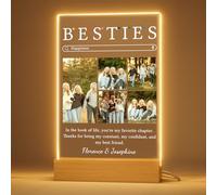 Bemaystar Personalised Best Friend Birthday Gifts - Personalised Bestie Birthday Gifts for Women, Custom Photo Frame with Night Light for Friend Besties, 5 photos
