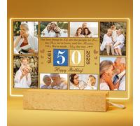 Bemaystar Personalised Birthday Gifts for Women - Customised Photo Frame with Night Light, Customise Anniversary Wedding Gifts for Couple Women Men Her Him Mum Dad Friend Grandfather Grandmother