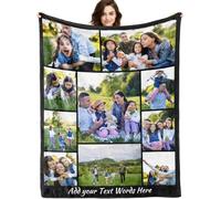 Bemaystar Personalised Blanket, Custom Blanket,Custom Gifts for Mum Dad Couples Family,Customised Blanket with Picture Text