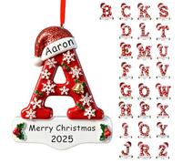 Bemaystar Personalised Christmas Bauble 2025 - Personalised Initial Christmas Ornaments, Personalised Christmas Tree Decorations,3D Resin Name Ornament, Xmas Gifs for Family Kids Friends