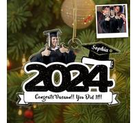 Bemaystar Personalised Christmas Bauble Class of 2024 - Graduation Gifts for Christmas, Custom Christmas Ornaments, 2D Photo Baubles, Christmas Decor, Personalised Gifts for Friends Graduate Daughter