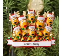 Bemaystar Personalised Christmas Baubles 2025 - Custom Family of 2-8 Deer Baubles for Christmas Trees, Xmas Gifts for Family