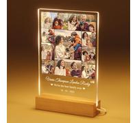 Bemaystar Personalised Collage Photo Frame with Night Light - Personalised Baby Growth Keepsake with Photo Album, Family Memory Photo Frame, Customised Gifts for Family Baby Kids, 10 photos