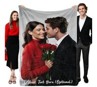 Bemaystar Personalised Custom Photo Blanket - Floral Pattern, 15 cm x 20 cm, 100% Polyester, Single Layered, Medium Weight for Women, Men, Adults, Kids, and Babies - All Seasons, Machine Washable