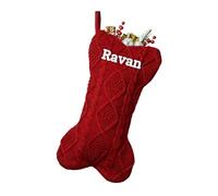 Bemaystar Personalised Dog Christmas Stocking, Custom Dog Bone Stocking Large 16.5 Inch Embroidered, Knit Christmas Stockings with Names, Xmas Pet Stockings Gifts for Family Kids Puppy-Set of 1