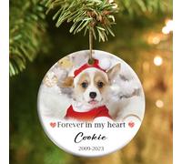 Bemaystar Personalised Dog Memorial Christmas Bauble - Ceramic Pet Memorial Christmas Ornaments, Photo Dog Memorial Gifts, in Memory of Pet Sympathy Gifts for Loss of Dog Cat Pet Decorations