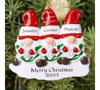 Bemaystar Personalised Family Christmas Baubles - Custom Name Gnome Family of 2,3,4,5,6 Bauble for Christmas Tree, Customised Baubles 2024, Xmas Decor, Xmas Gifts for Mom Dad-Family of 3
