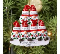 Bemaystar Personalised Family Christmas Baubles - Custom Name Gnome Family of 2,3,4,5,6 Bauble for Christmas Tree, Customised Baubles 2024, Xmas Decor, Xmas Gifts for Mom Dad-Family of 6