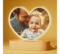 Bemaystar Personalised Father's Day Gift - Dad Gift - Customised Lamp with Photo and Text - Acrylic Frame with Optional LED Base
