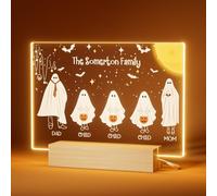Bemaystar Personalised Ghost Halloween Decor with Night Light - Custom Halloween Decorations Indoor, Customised Halloween Gifts for Family Kids, Light Up Cute Ghosts Light for Desktop Party