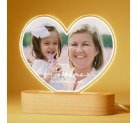 Bemaystar Personalised Grandma Gifts - Customised Lamp with Photo and Text - Acrylic Frame with Optional LED Base