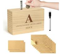 Bemaystar Personalised-Money-Saving-Box, Wooden-Money-Box, 10000 Savings Challenge Piggy Bank for Adults Kids