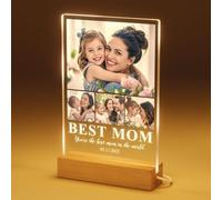 Bemaystar Personalised Mothers day Gifts from Daughter - Personalised Birthday Gifts for Mum, Customised Photo Gifts with Night Light for Dad Friend, Bedroom Decor for Table Shelf, 4 Photos