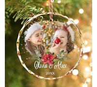 Bemaystar Personalised Photo Christmas Bauble 2025 - Custom Christmas Ornaments, Hanging Acrylic Christmas Tree Decorations, Bauble Gifts Xmas Keepsake for Children, Couple, Family, Pets