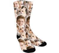 Bemaystar Personalised Socks Dog Cat Face Sock,Custom Socks Funny Dog Dad Gifts,Personalised Gifts for Men Women-Avatar Stroke-L