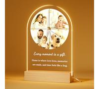 Bemaystar Personalised Wedding Anniversary Photo Gifts - Engagement Gifts for Couples, Personalised Desk Clock with Picture Text, Birthday Gifts for Women, Personalised Photo Frame with Night Light
